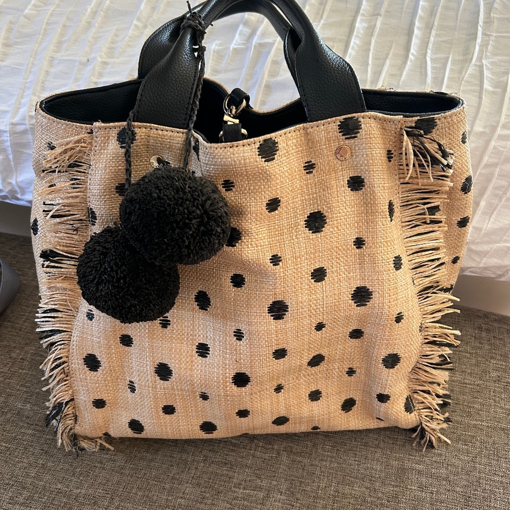 Straw Polka Dot Bag